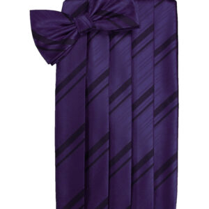 Amethyst Striped Cummerbund and Tie