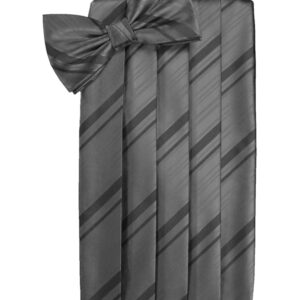 Charcoal Striped Cummerbund and Tie