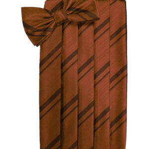 Cognac Striped Cummerbund and Tie