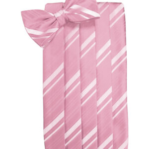 Coral Striped Cummerbund and Tie