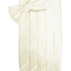 Ivory Striped Cummerbund and Tie