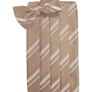 Latte Striped Cummerbund and Tie