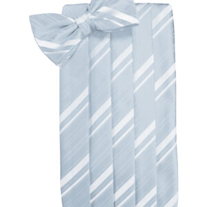 Light Blue Striped Cummerbund and Tie