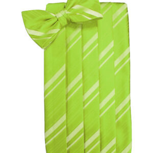 Lime Striped Cummerbund and Tie