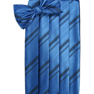 Royal Blue Striped Cummerbund and Tie