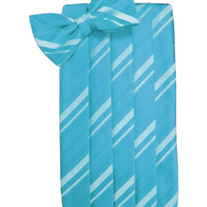 Turquoise Striped Cummerbund and Tie