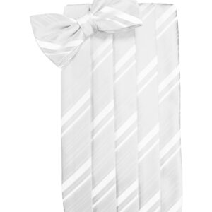 White Striped Cummerbund and Tie
