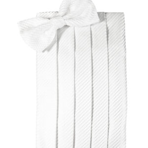 White Venetian Cummerbund and Tie