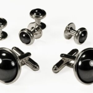 Hematite Dome with silver trim studs and links