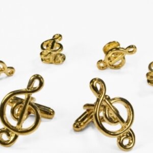 Musical G Clef Gold studs and links