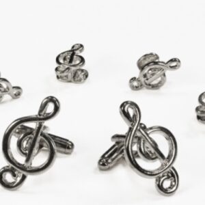 Musical G Clef Silver studs and links