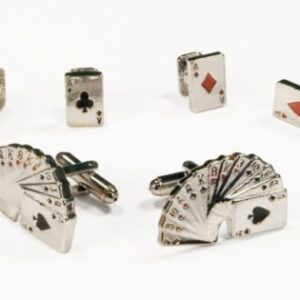 Casino Cards Silver studs and links