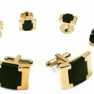 Black Watch Onyx with gold edge studs and links