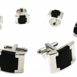Black Watch Onyx with silver edge studs and links