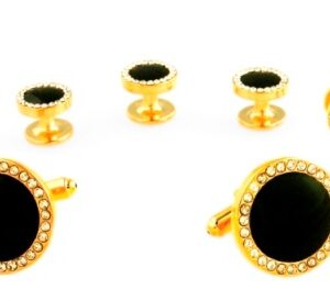 Black round enamel with CZ border and gold edge