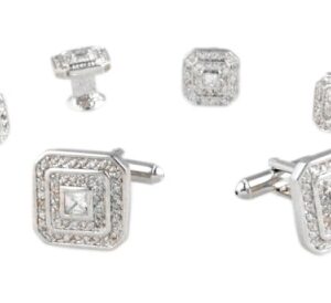Square CZ with silver trim formal set