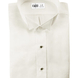 Microfiber pleated slim fit wing collar formal shirt