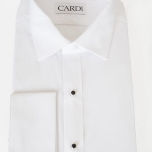 White Cotton Spread Collar Shirt with French Cuffs