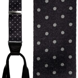Manhattan black & grey polka dot silk suspenders