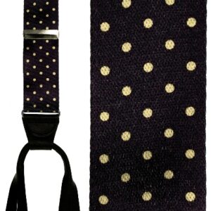 Manhattan black & khaki polka dot silk suspenders