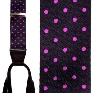 Manhattan black & pink polka dot silk suspenders