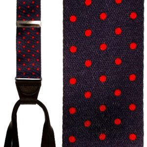 Manhattan Navy & Red polka dot silk suspenders