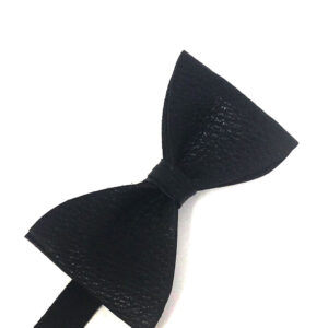 black leather textured bow tie