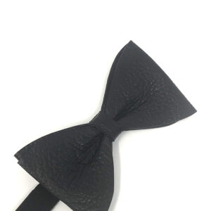 Brown leather textured bow tie