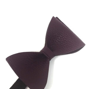 burgundy leather textured bow tie