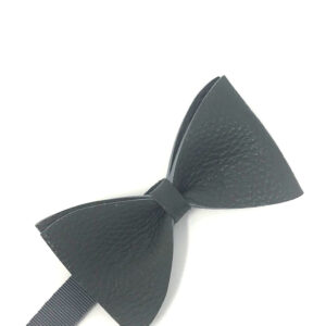 dark grey leather textured bow tie