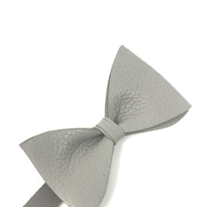 light grey leather textured bow tie