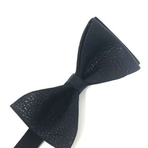 navy leather textured bow tie