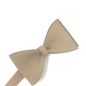 tan leather textured bow tie