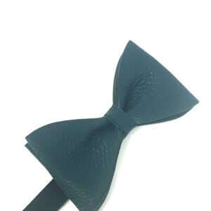 teal leather textured bow tie