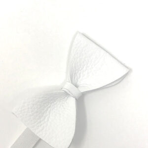 white leather textured bow tie