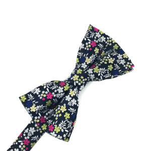 Black White Enchantment Floral Bow tie