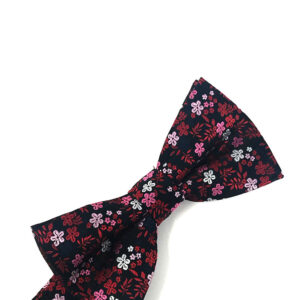 Black Red Enchantment Floral Bow tie