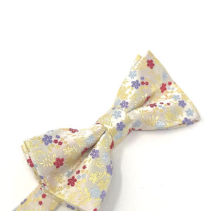 White Gold Enchantment Floral Bow tie
