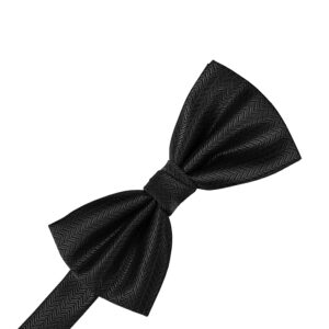 Black Herringbone Bow tie