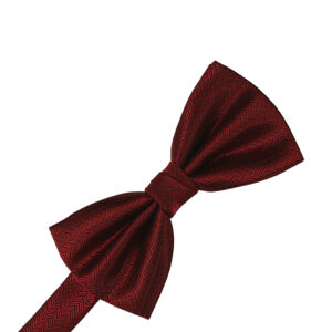 Claret Herringbone Bow tie