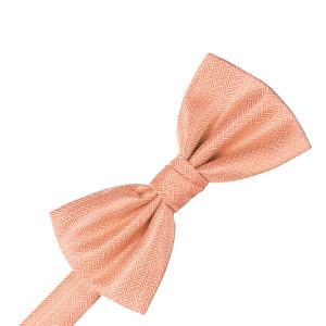 Coral Herringbone Bow tie