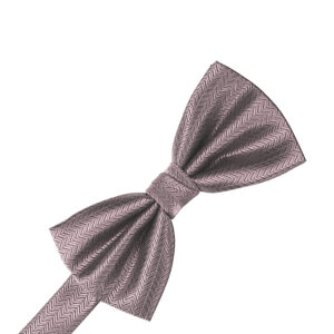 Frosty Pink Herringbone Bow tie