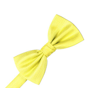 Lemon Herringbone Bow tie