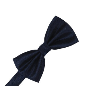 Navy Herringbone Bow tie