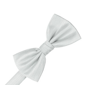 Platinum Herringbone Bow tie