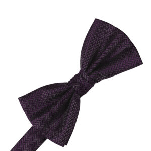 Plum Herringbone Bow tie
