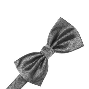 Silver Herringbone Bow tie