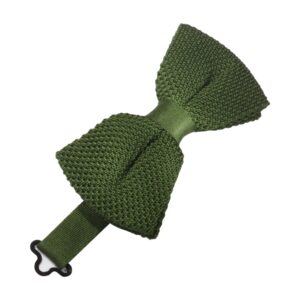 Army Green Silk Knit Bow tie