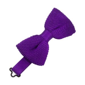 Purple Silk Knit Bow tie