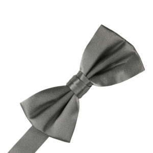 Silver Solid Silk Bow tie